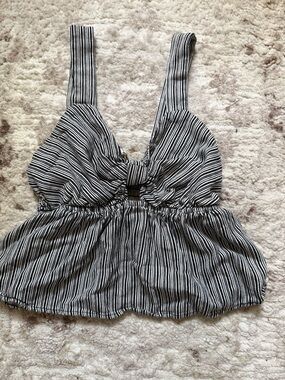American Eagle Outfitters Black & White Striped Tie-Front Camisole